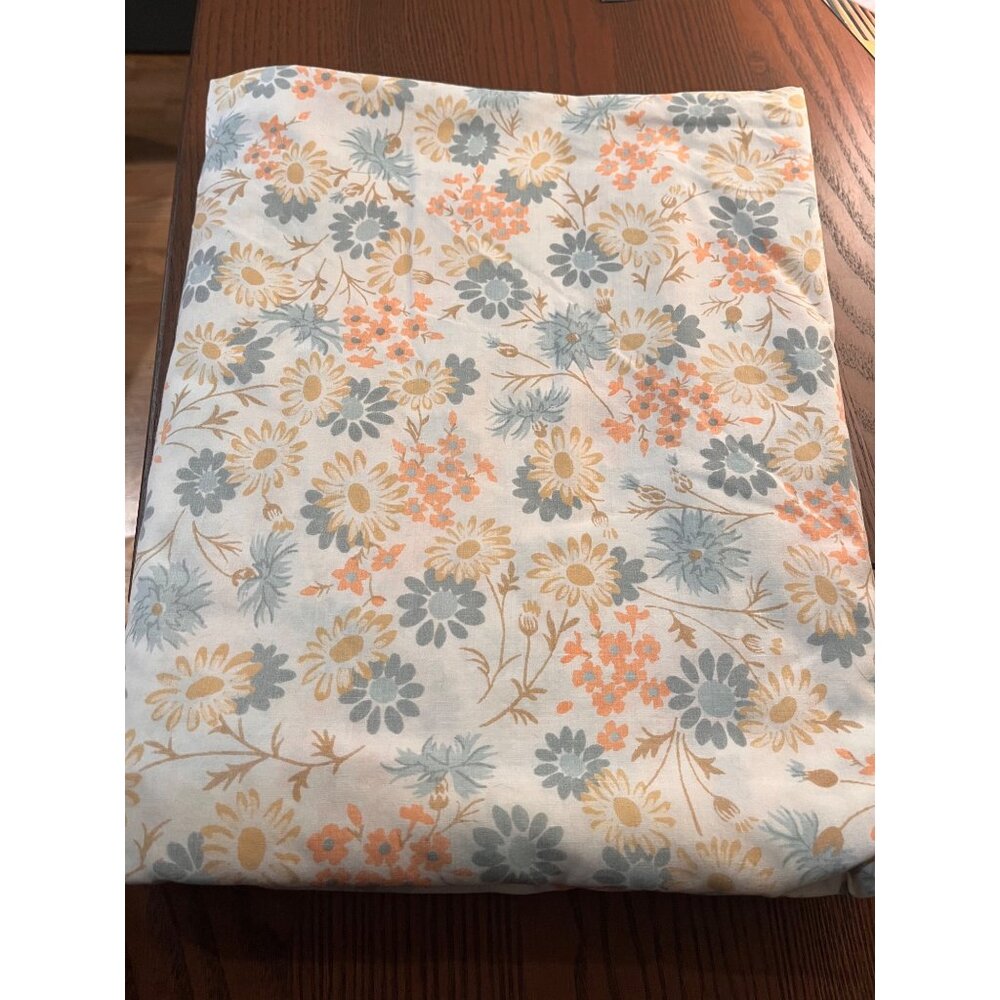 Cottagecore Vintage Fashion Manor Orange Blue Gold Floral Queen Flat Percale She